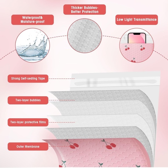 12- Cherry Bubble Mailers 6x10 - Picture 2 of 3